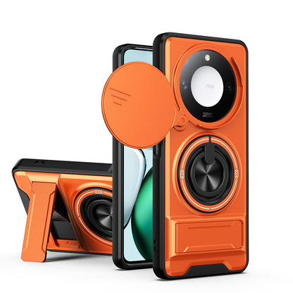Honor X9c Smart 5G Multifunctional Magnetic Shockproof Phone Case with Sliding Lens Window Stand Cover