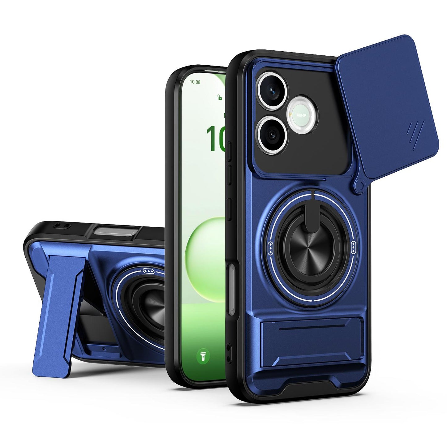 Honor 600 Lite Multifunctional Magnetic Shockproof Phone Case with Sliding Lens Window Stand Cover