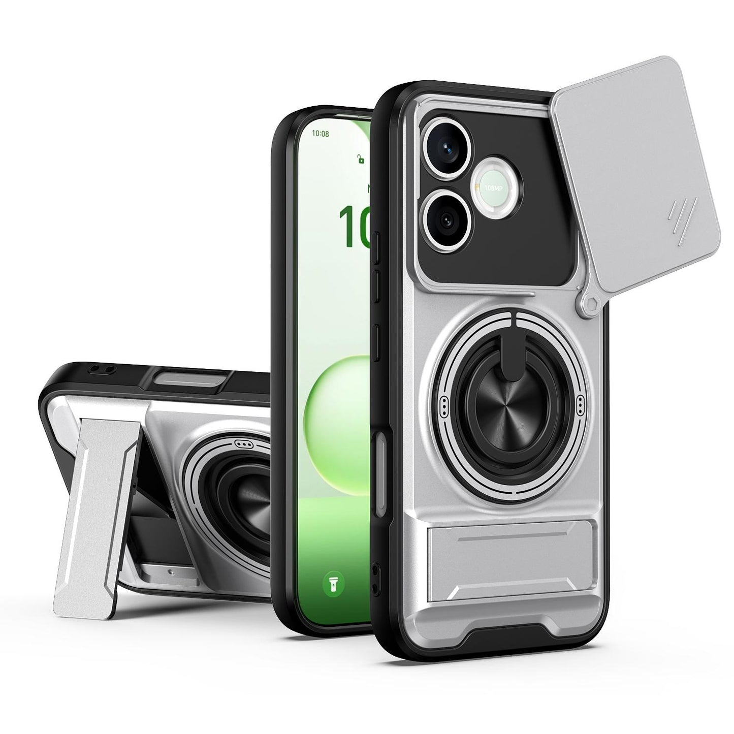 Honor 600 Lite Multifunctional Magnetic Shockproof Phone Case with Sliding Lens Window Stand Cover