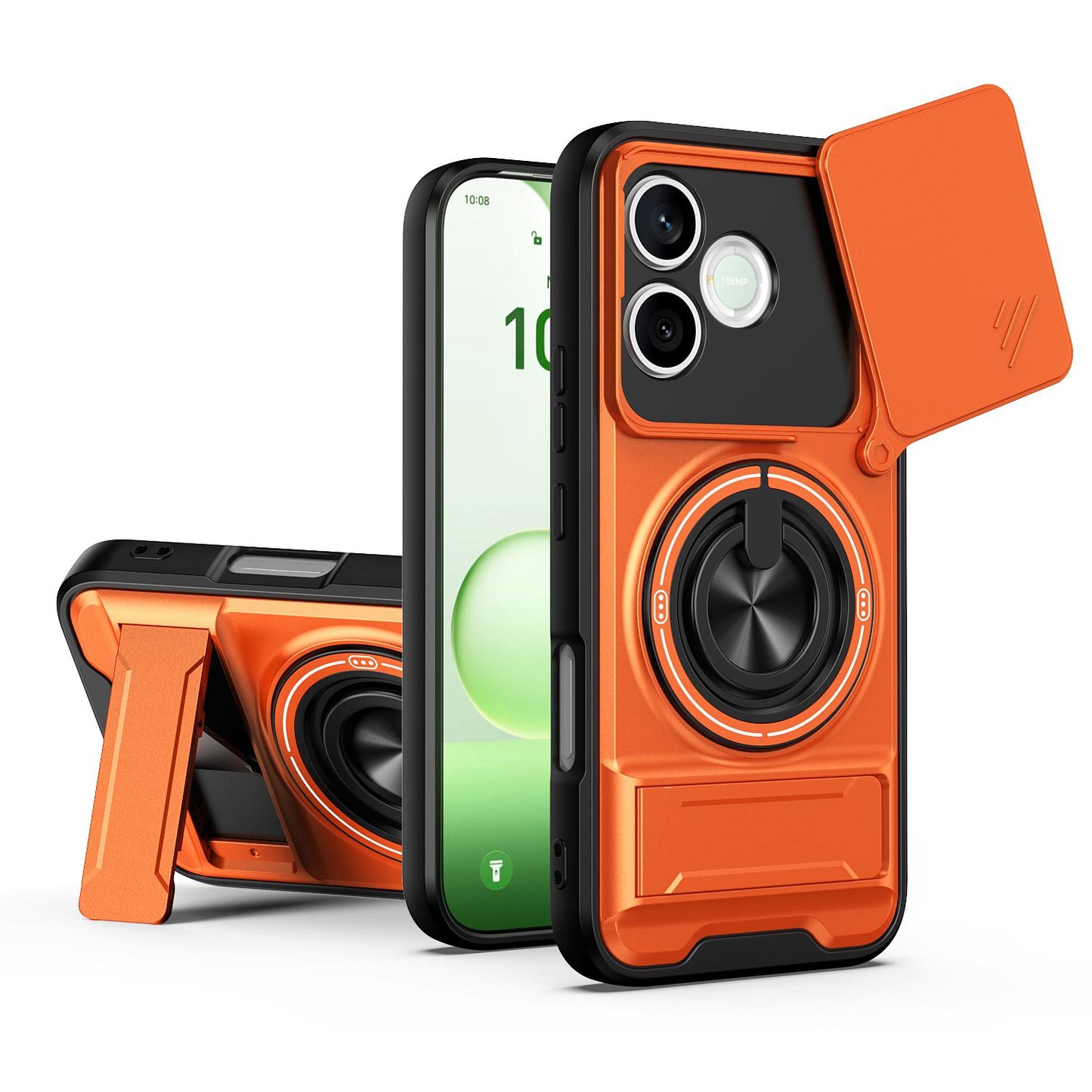 Honor 600 Lite Multifunctional Magnetic Shockproof Phone Case with Sliding Lens Window Stand Cover