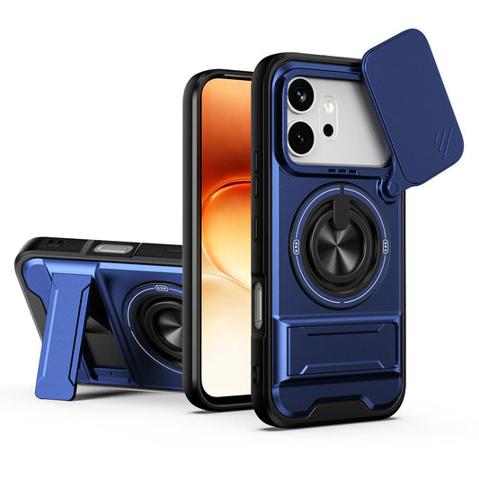 Honor 600 Multifunctional Magnetic Shockproof Phone Case with Sliding Lens Window Stand Cover