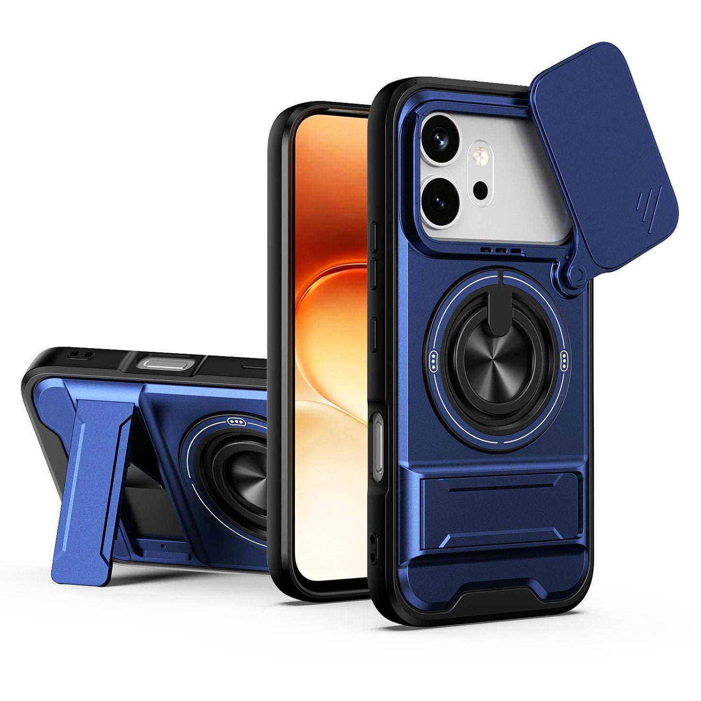 Honor 600 Pro Multifunctional Magnetic Shockproof Phone Case with Sliding Lens Window Stand Cover