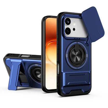 Honor 600 Pro Multifunctional Magnetic Shockproof Phone Case with Sliding Lens Window Stand Cover