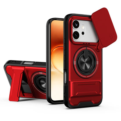 Honor 600 Pro Multifunctional Magnetic Shockproof Phone Case with Sliding Lens Window Stand Cover