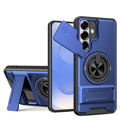 Samsung Galaxy S26+ 5G Multifunctional Magnetic Shockproof Phone Case with Sliding Lens Window Stand Cover