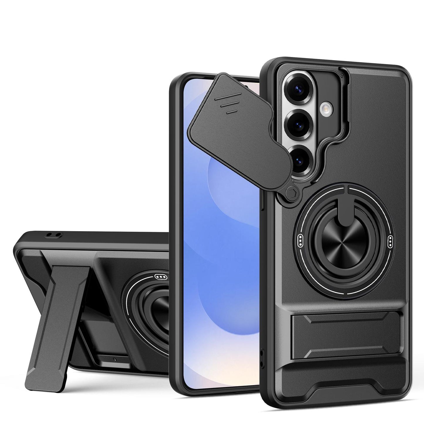 Samsung Galaxy S26+ 5G Multifunctional Magnetic Shockproof Phone Case with Sliding Lens Window Stand Cover