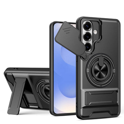 Samsung Galaxy S26+ 5G Multifunctional Magnetic Shockproof Phone Case with Sliding Lens Window Stand Cover