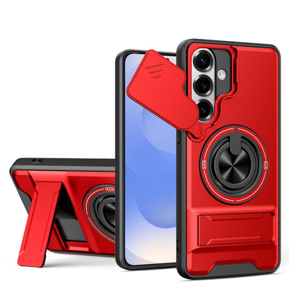 Samsung Galaxy S26+ 5G Multifunctional Magnetic Shockproof Phone Case with Sliding Lens Window Stand Cover