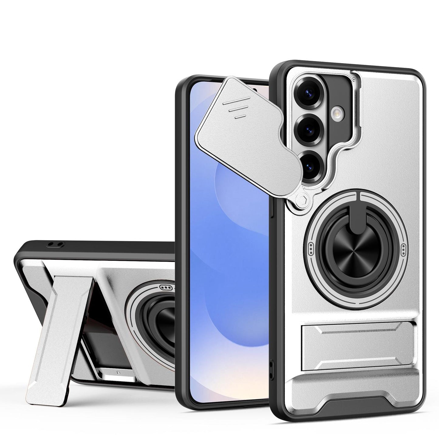 Samsung Galaxy S26+ 5G Multifunctional Magnetic Shockproof Phone Case with Sliding Lens Window Stand Cover