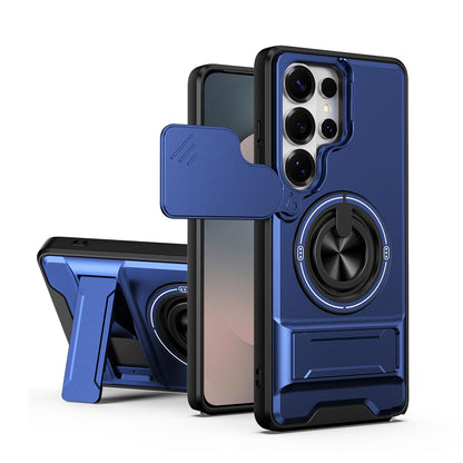 Samsung Galaxy S26 Ultra 5G Multifunctional Magnetic Shockproof Phone Case with Sliding Lens Window Stand Cover