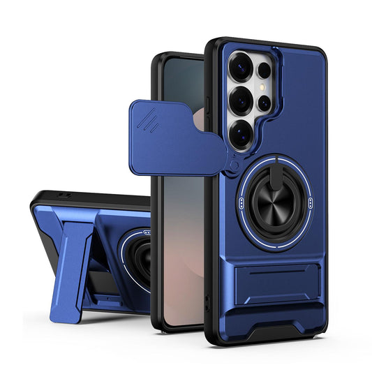 Samsung Galaxy S26 Ultra 5G Multifunctional Magnetic Shockproof Phone Case with Sliding Lens Window Stand Cover