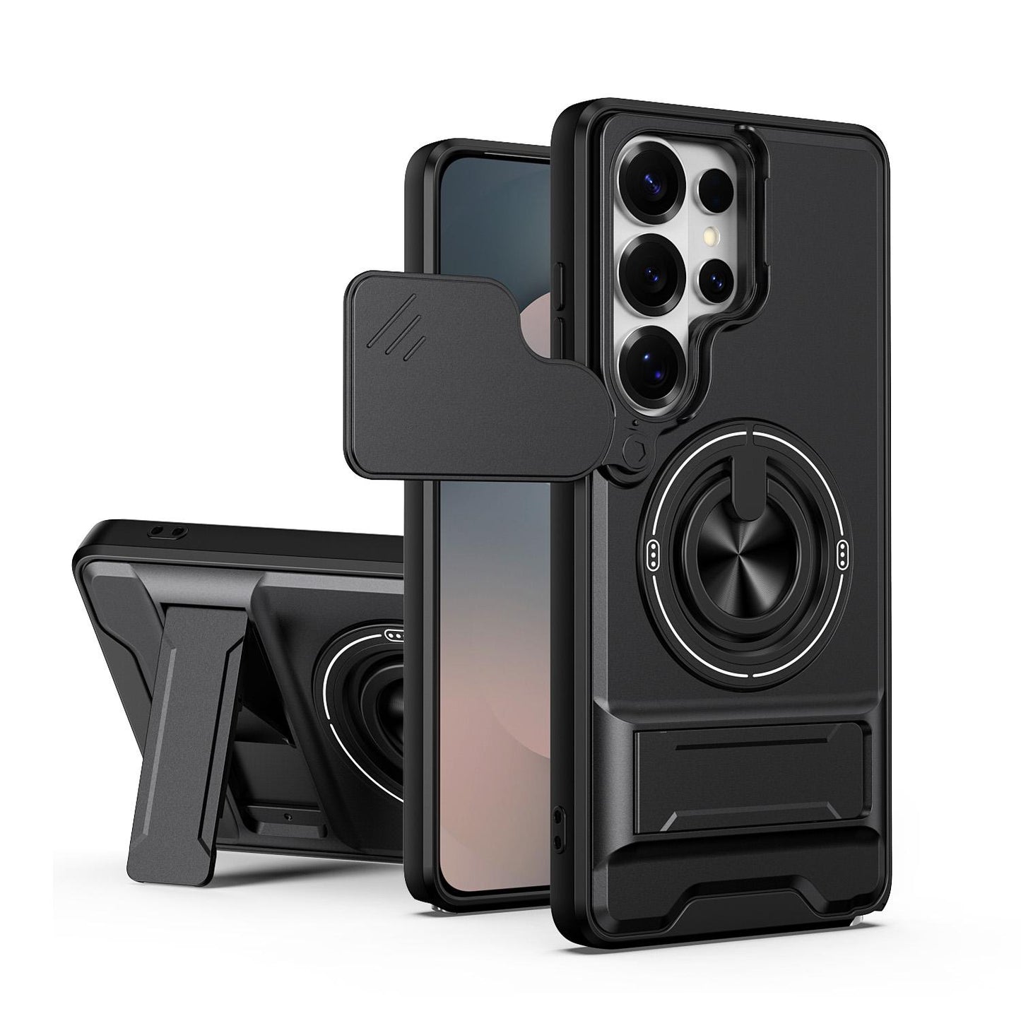 Samsung Galaxy S26 Ultra 5G Multifunctional Magnetic Shockproof Phone Case with Sliding Lens Window Stand Cover