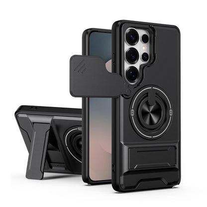 Samsung Galaxy S26 Ultra 5G Multifunctional Magnetic Shockproof Phone Case with Sliding Lens Window Stand Cover