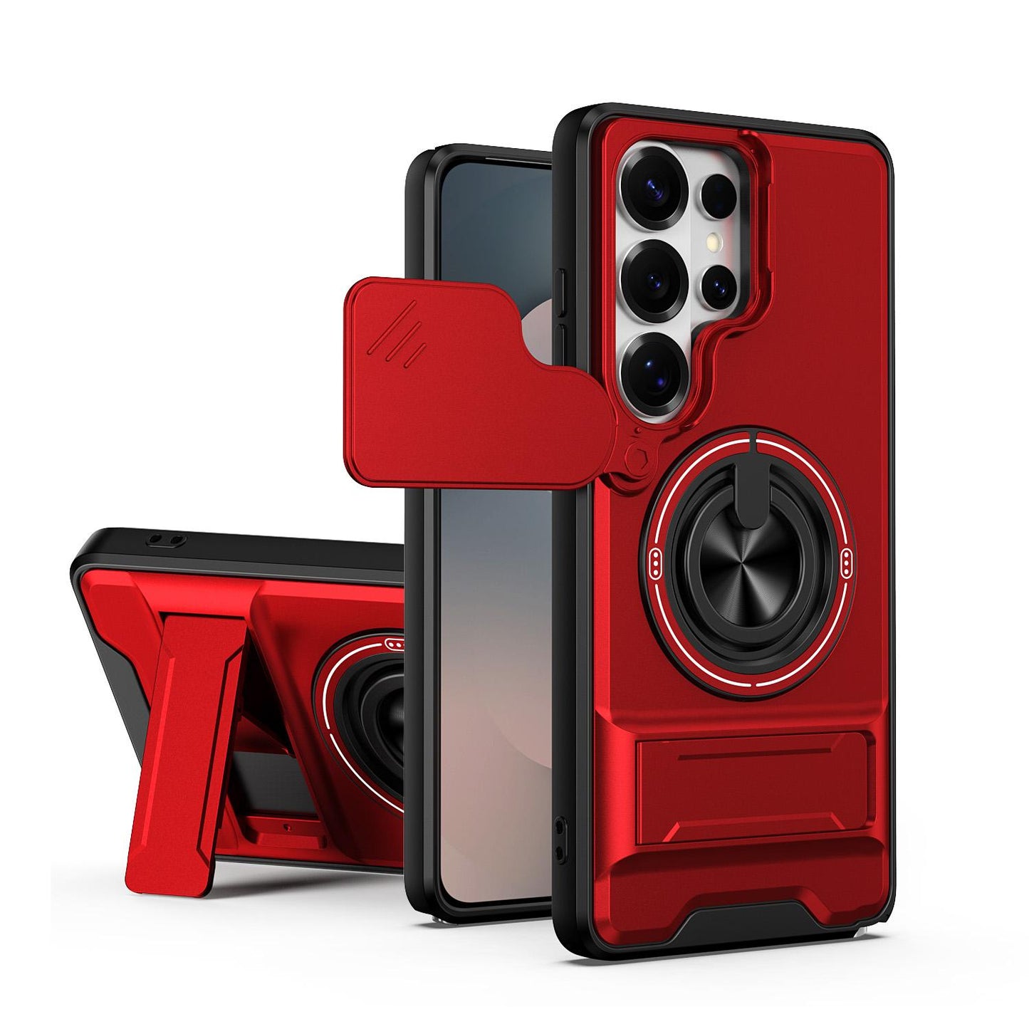 Samsung Galaxy S26 Ultra 5G Multifunctional Magnetic Shockproof Phone Case with Sliding Lens Window Stand Cover