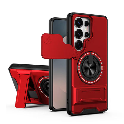 Samsung Galaxy S26 Ultra 5G Multifunctional Magnetic Shockproof Phone Case with Sliding Lens Window Stand Cover