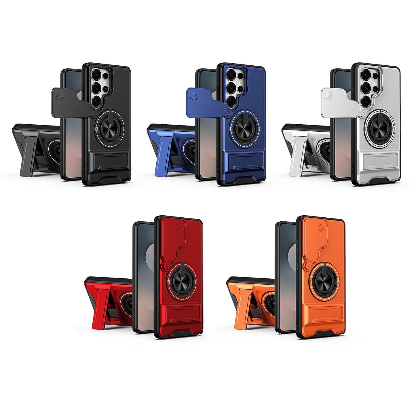 Samsung Galaxy S26 Ultra 5G Multifunctional Magnetic Shockproof Phone Case with Sliding Lens Window Stand Cover