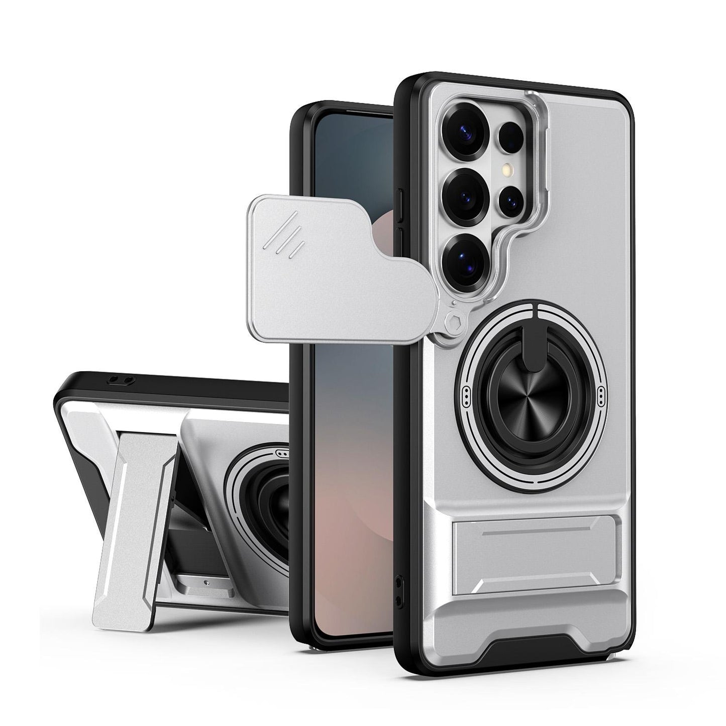 Samsung Galaxy S26 Ultra 5G Multifunctional Magnetic Shockproof Phone Case with Sliding Lens Window Stand Cover