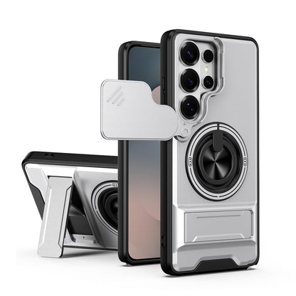 Samsung Galaxy S26 Ultra 5G Multifunctional Magnetic Shockproof Phone Case with Sliding Lens Window Stand Cover