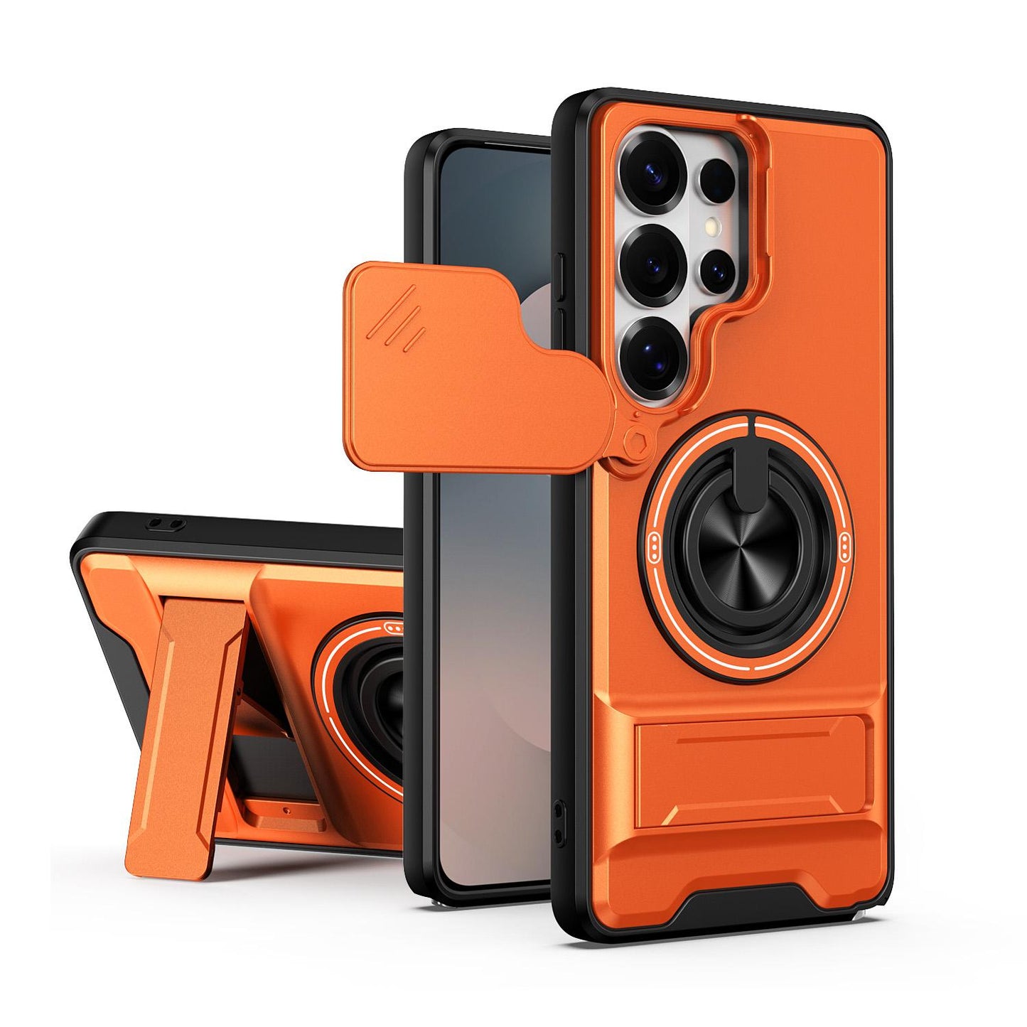 Samsung Galaxy S26 Ultra 5G Multifunctional Magnetic Shockproof Phone Case with Sliding Lens Window Stand Cover