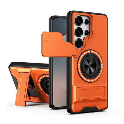 Samsung Galaxy S26 Ultra 5G Multifunctional Magnetic Shockproof Phone Case with Sliding Lens Window Stand Cover