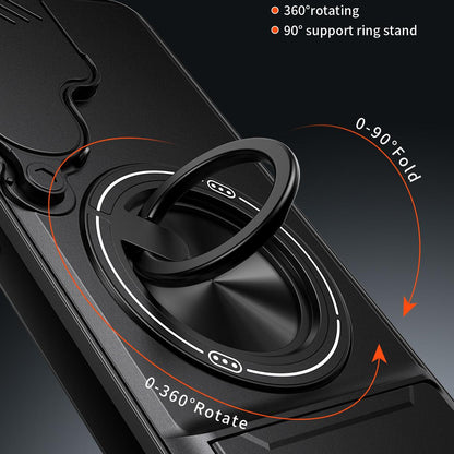 Samsung Galaxy S25 5G Multifunctional Magnetic Shockproof Phone Case with Sliding Lens Window Stand Cover