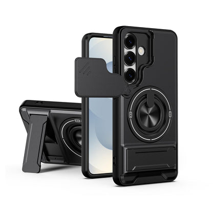Samsung Galaxy S25 5G Multifunctional Magnetic Shockproof Phone Case with Sliding Lens Window Stand Cover