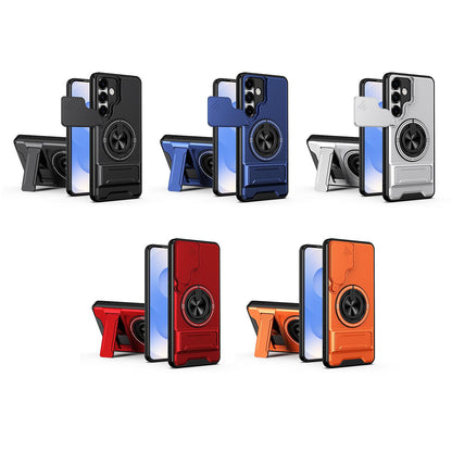 Samsung Galaxy S25+ 5G Multifunctional Magnetic Shockproof Phone Case with Sliding Lens Window Stand Cover