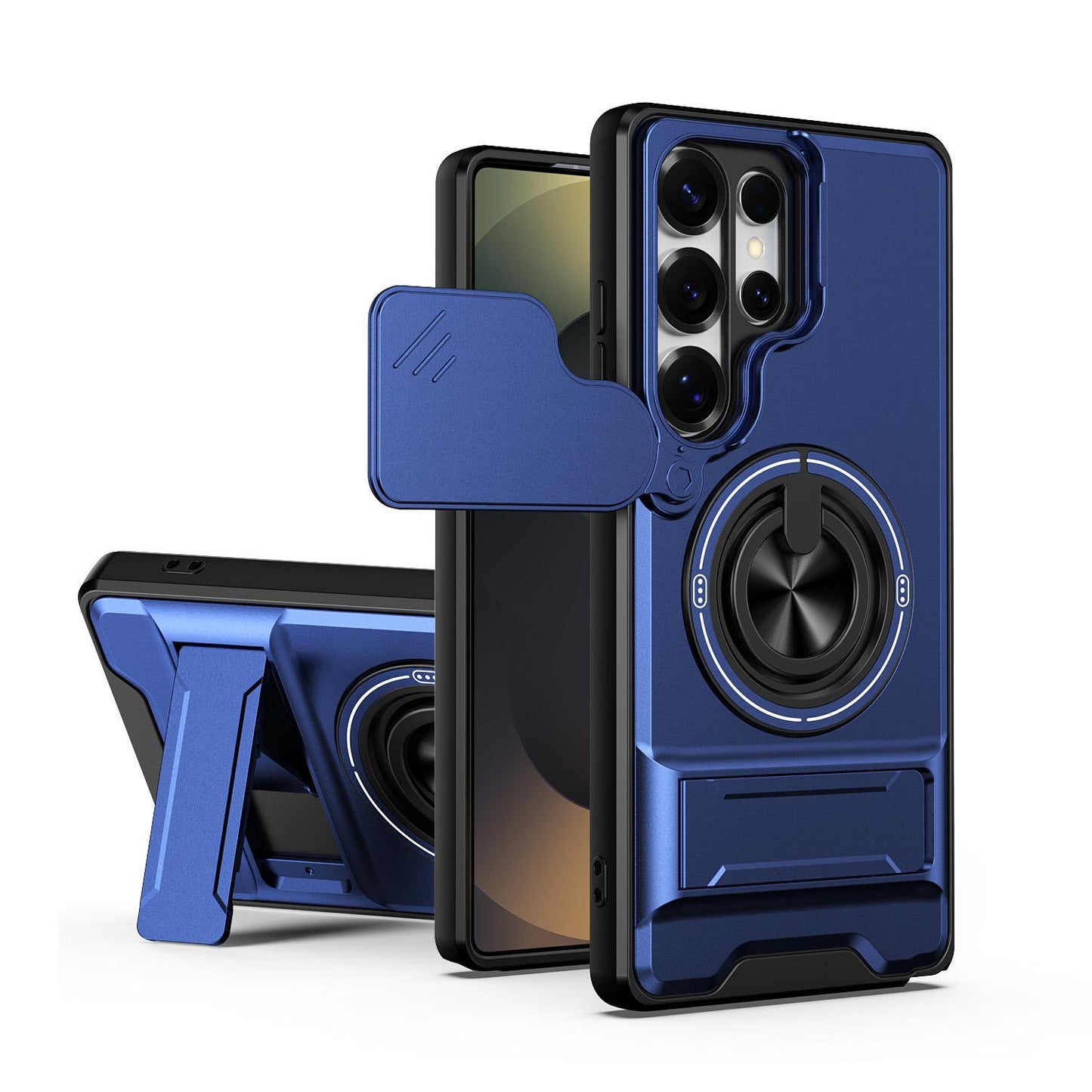 Samsung Galaxy S25 Ultra 5G Multifunctional Magnetic Shockproof Phone Case with Sliding Lens Window Stand Cover