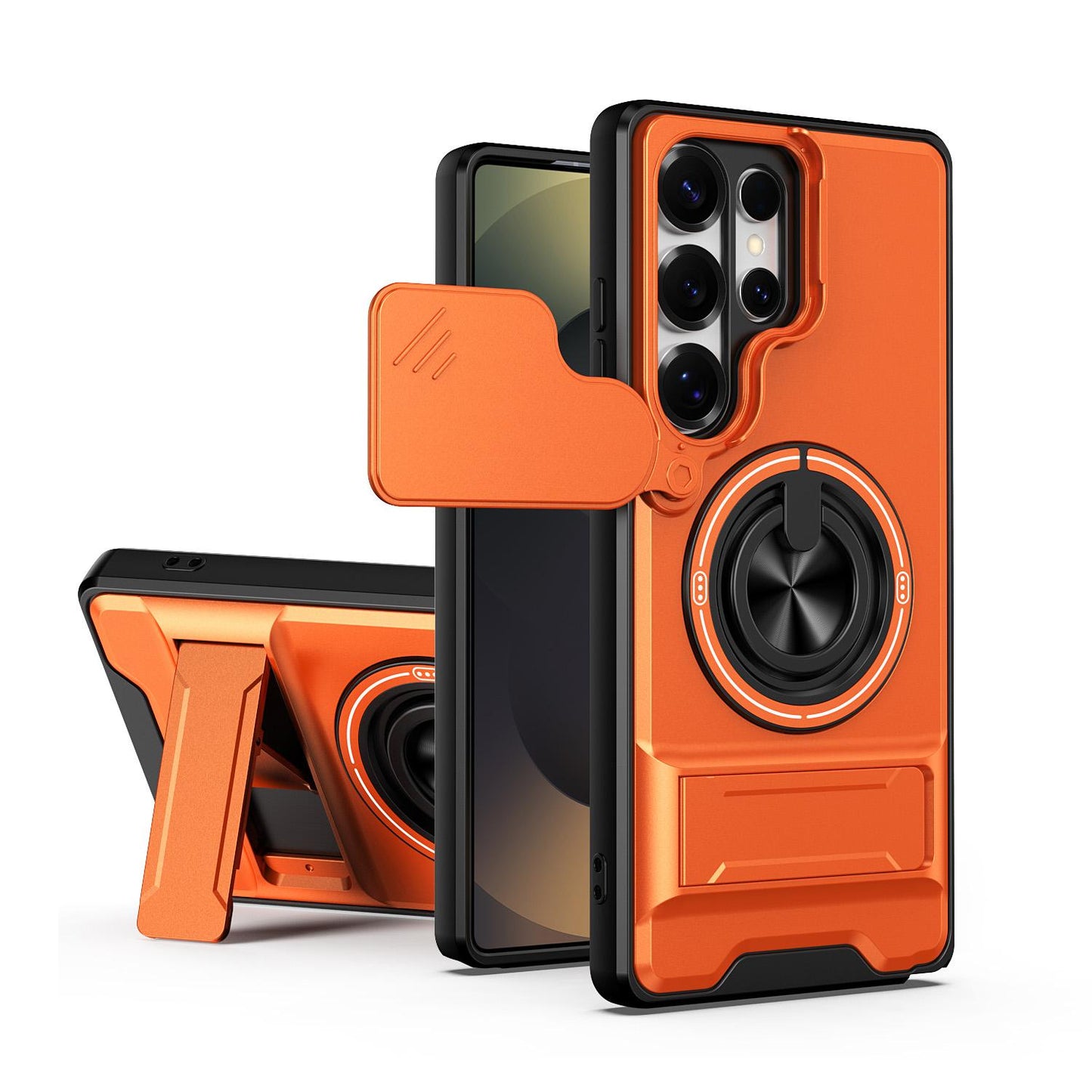 Samsung Galaxy S25 Ultra 5G Multifunctional Magnetic Shockproof Phone Case with Sliding Lens Window Stand Cover