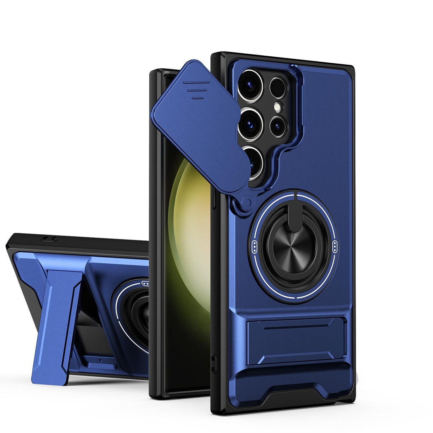 Samsung Galaxy S23 Ultra 5G Multifunctional Magnetic Shockproof Phone Case with Sliding Lens Window Stand Cover