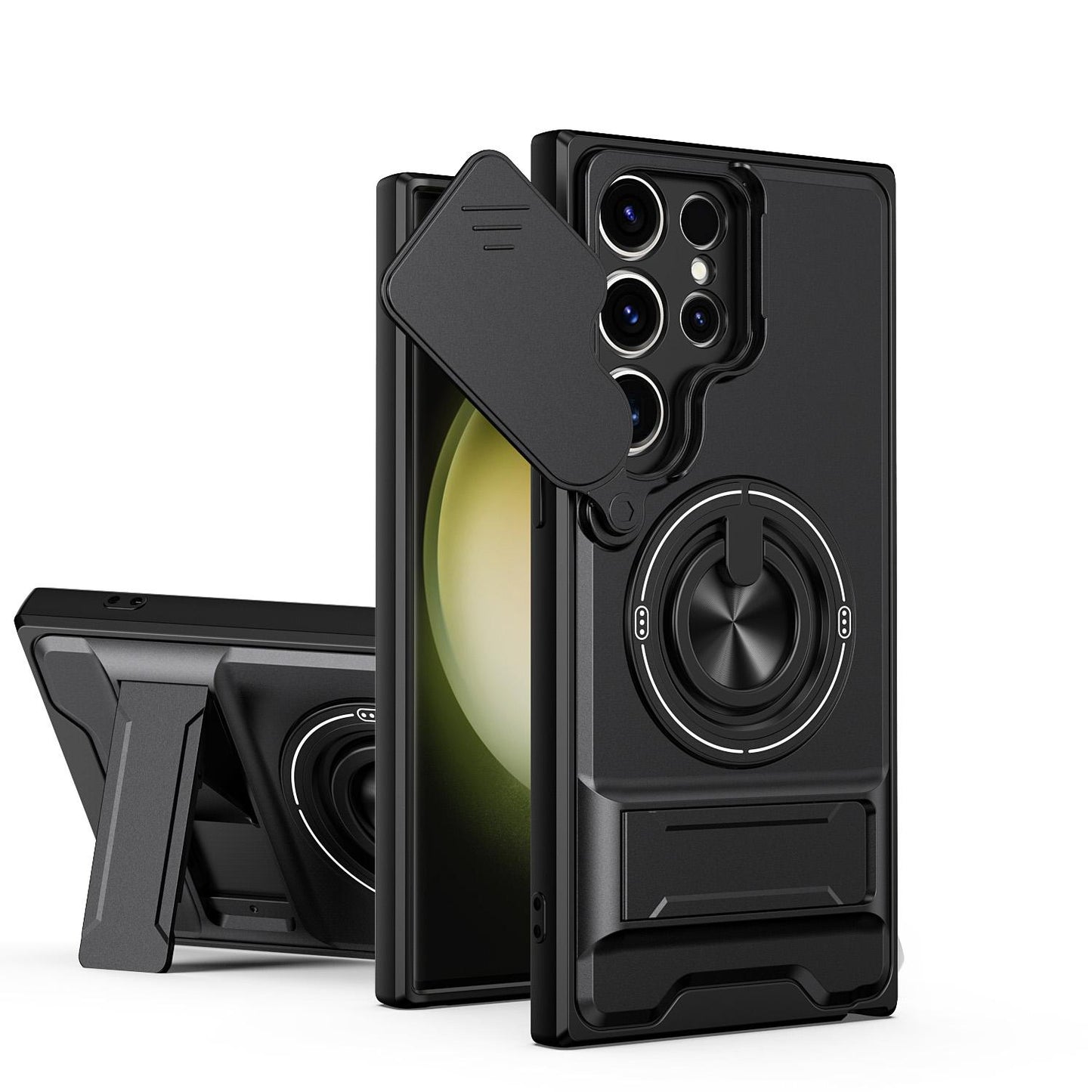 Samsung Galaxy S23 Ultra 5G Multifunctional Magnetic Shockproof Phone Case with Sliding Lens Window Stand Cover