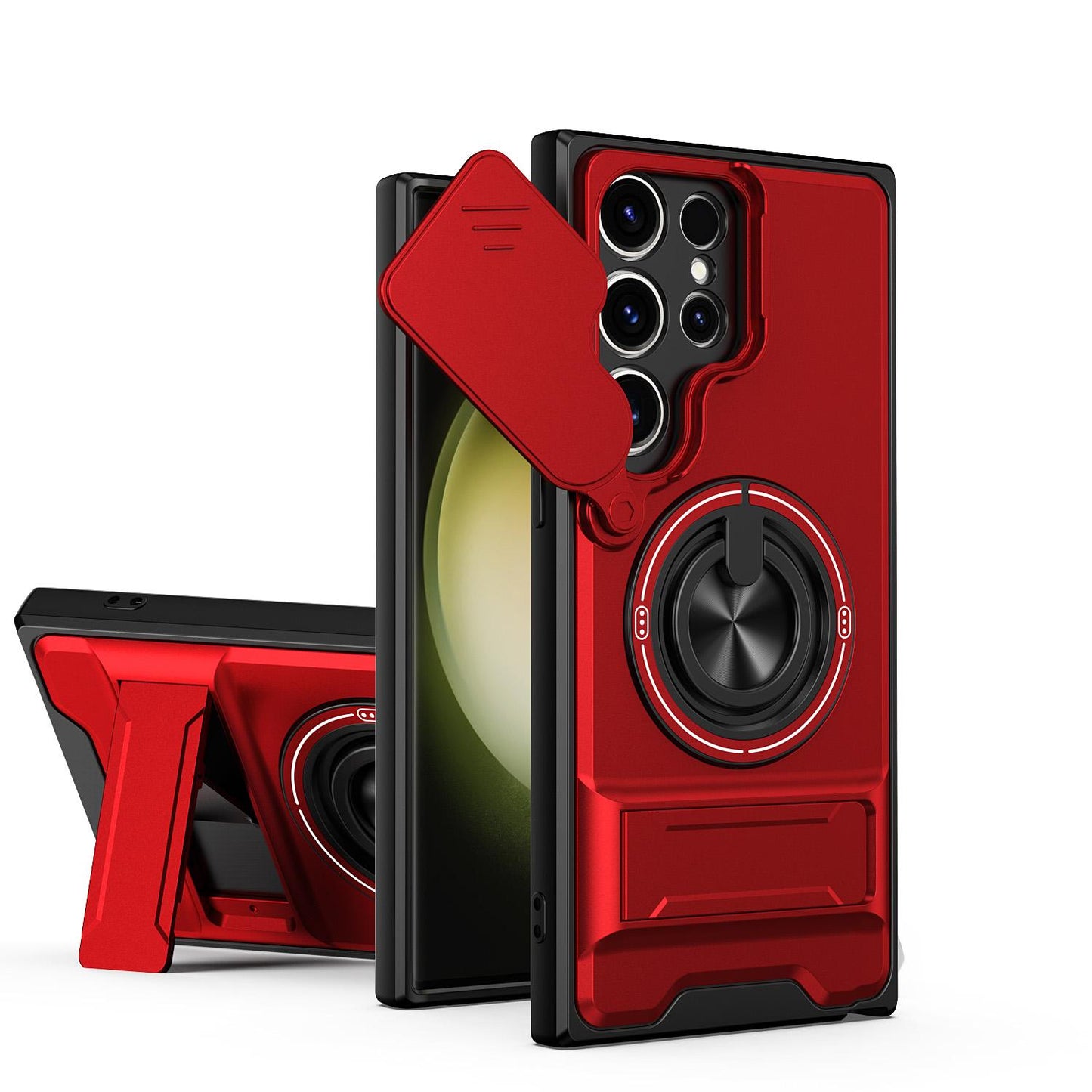 Samsung Galaxy S23 Ultra 5G Multifunctional Magnetic Shockproof Phone Case with Sliding Lens Window Stand Cover