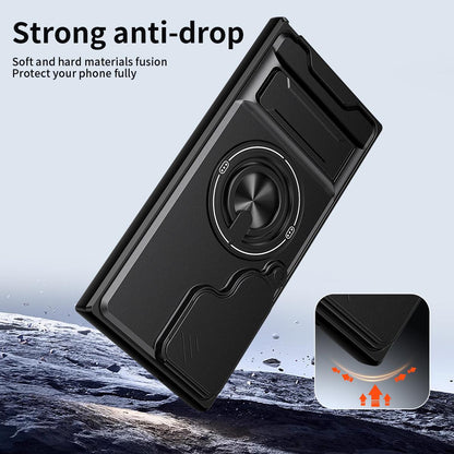 Samsung Galaxy S23 Ultra 5G Multifunctional Magnetic Shockproof Phone Case with Sliding Lens Window Stand Cover