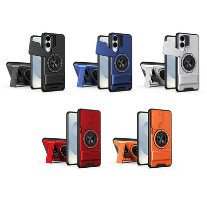 Samsung Galaxy S25 Edge 5G Multifunctional Magnetic Shockproof Phone Case with Sliding Lens Window Stand Cover