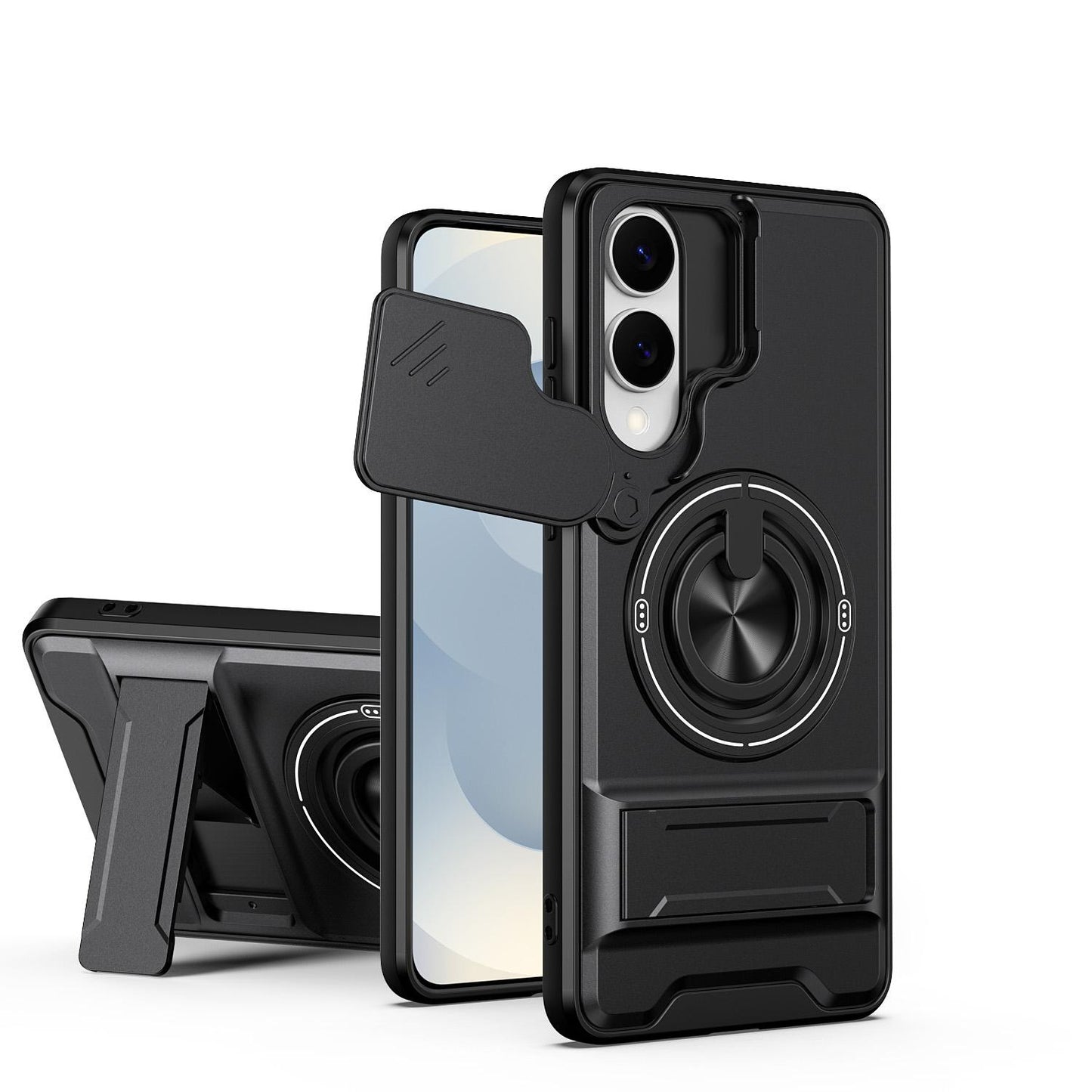 Samsung Galaxy S25 Edge 5G Multifunctional Magnetic Shockproof Phone Case with Sliding Lens Window Stand Cover