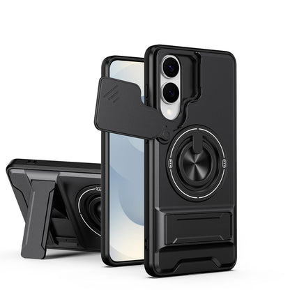 Samsung Galaxy S25 Edge 5G Multifunctional Magnetic Shockproof Phone Case with Sliding Lens Window Stand Cover