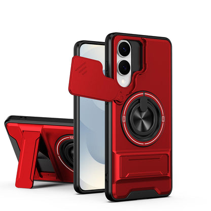 Samsung Galaxy S25 Edge 5G Multifunctional Magnetic Shockproof Phone Case with Sliding Lens Window Stand Cover