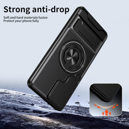 Samsung Galaxy S25 Edge 5G Multifunctional Magnetic Shockproof Phone Case with Sliding Lens Window Stand Cover