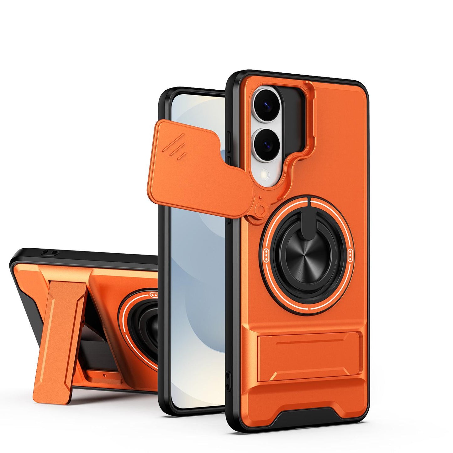 Samsung Galaxy S25 Edge 5G Multifunctional Magnetic Shockproof Phone Case with Sliding Lens Window Stand Cover
