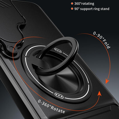Samsung Galaxy S25 Edge 5G Multifunctional Magnetic Shockproof Phone Case with Sliding Lens Window Stand Cover