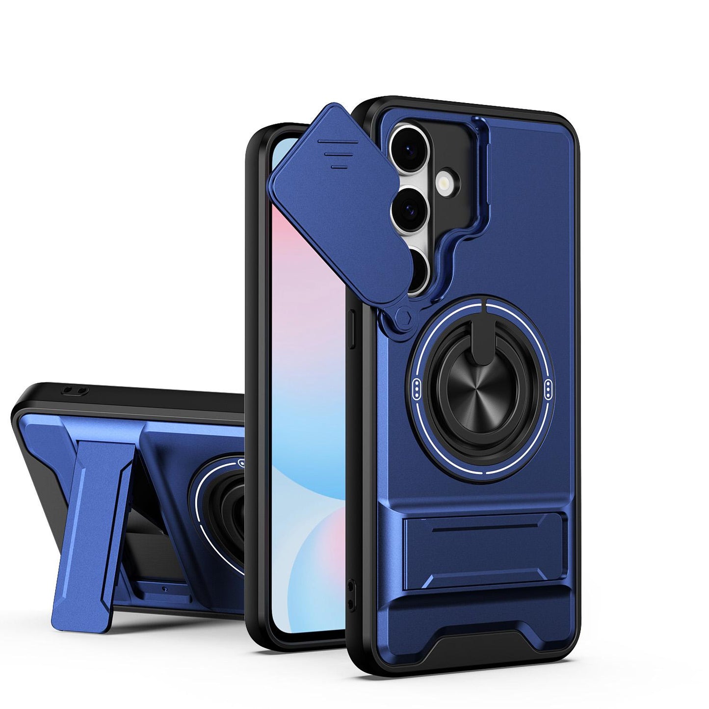 Samsung Galaxy S24 FE 5G Multifunctional Magnetic Shockproof Phone Case with Sliding Lens Window Stand Cover