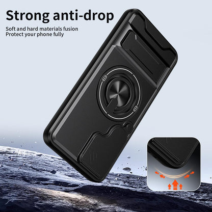 Samsung Galaxy S24 FE 5G Multifunctional Magnetic Shockproof Phone Case with Sliding Lens Window Stand Cover