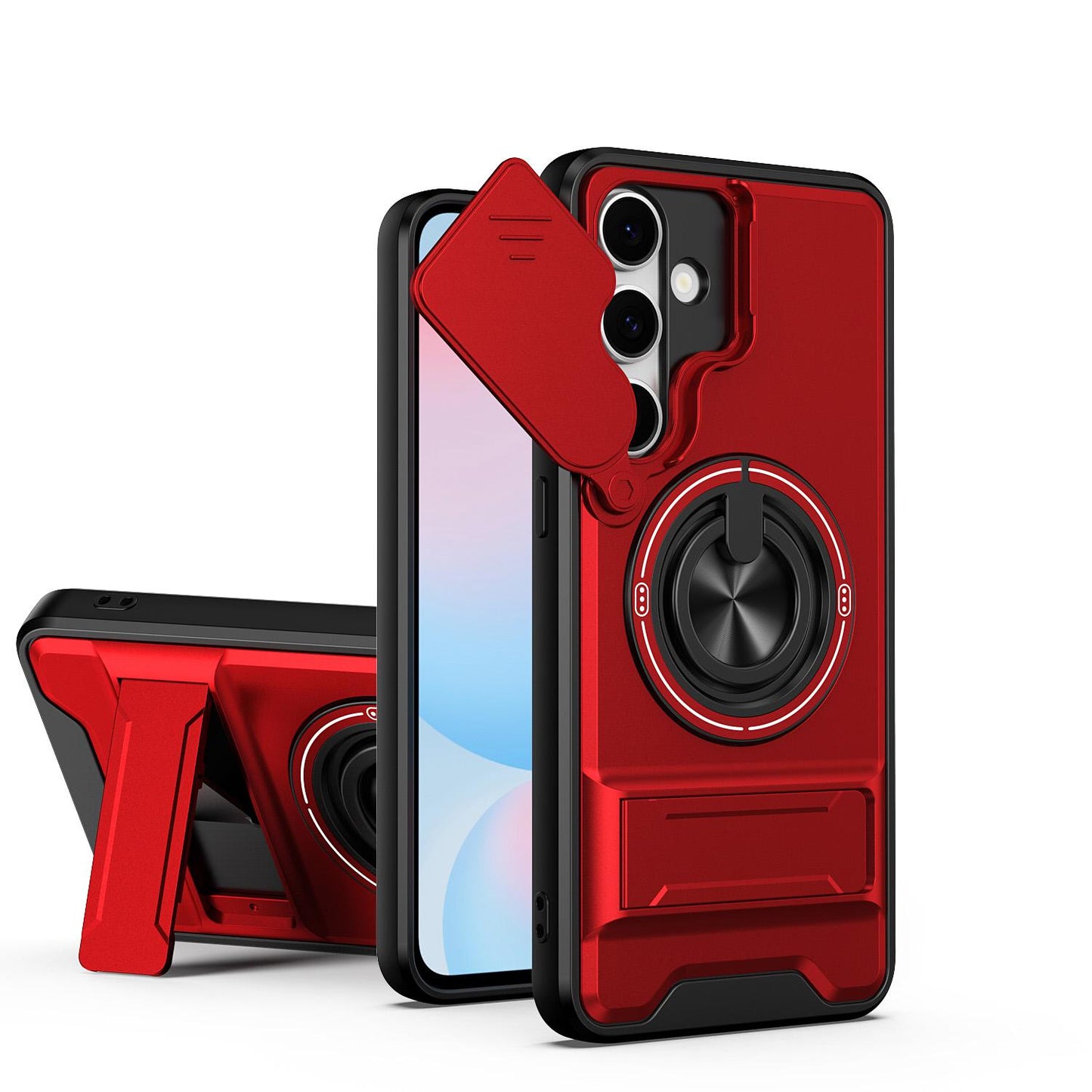 Samsung Galaxy S24 FE 5G Multifunctional Magnetic Shockproof Phone Case with Sliding Lens Window Stand Cover