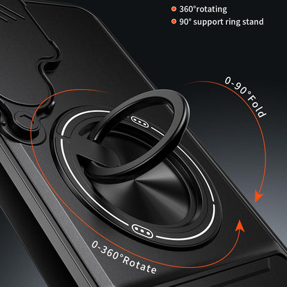 Samsung Galaxy S24 FE 5G Multifunctional Magnetic Shockproof Phone Case with Sliding Lens Window Stand Cover