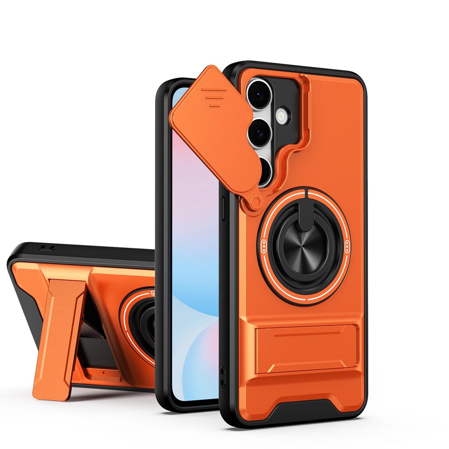 Samsung Galaxy S24 FE 5G Multifunctional Magnetic Shockproof Phone Case with Sliding Lens Window Stand Cover