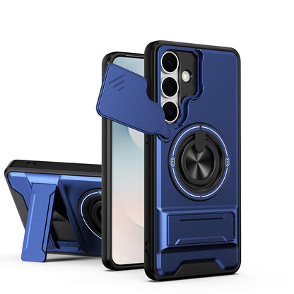 Samsung Galaxy S25 FE 5G Multifunctional Magnetic Shockproof Phone Case with Sliding Lens Window Stand Cover
