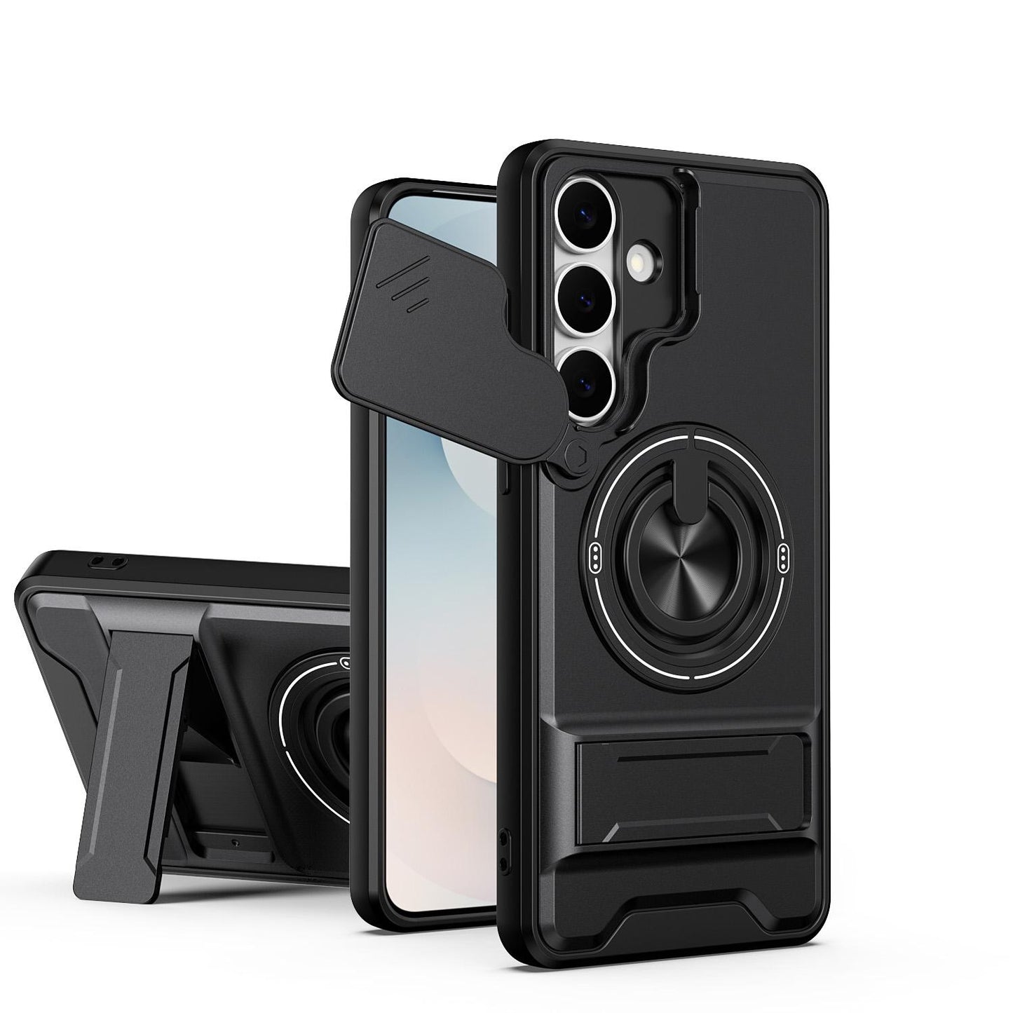 Samsung Galaxy S25 FE 5G Multifunctional Magnetic Shockproof Phone Case with Sliding Lens Window Stand Cover