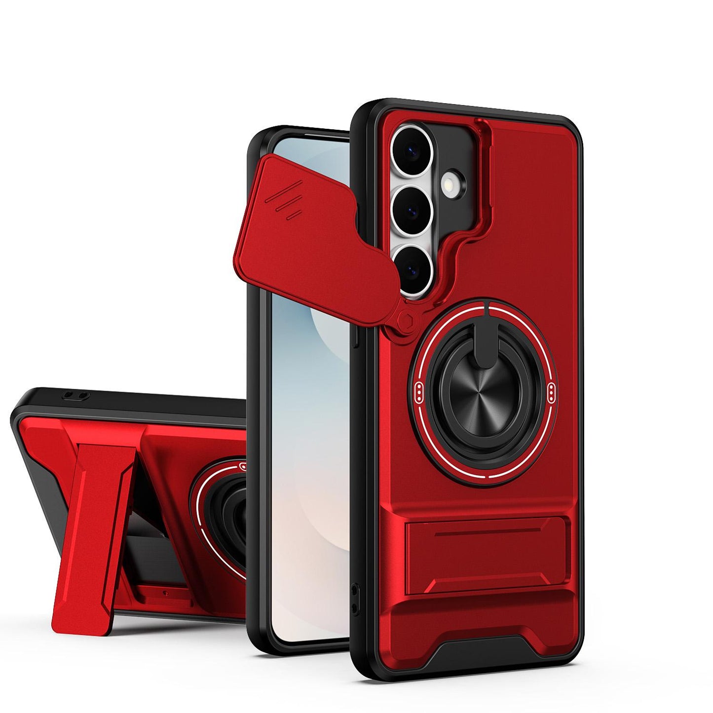 Samsung Galaxy S25 FE 5G Multifunctional Magnetic Shockproof Phone Case with Sliding Lens Window Stand Cover