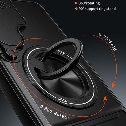 Samsung Galaxy S25 FE 5G Multifunctional Magnetic Shockproof Phone Case with Sliding Lens Window Stand Cover