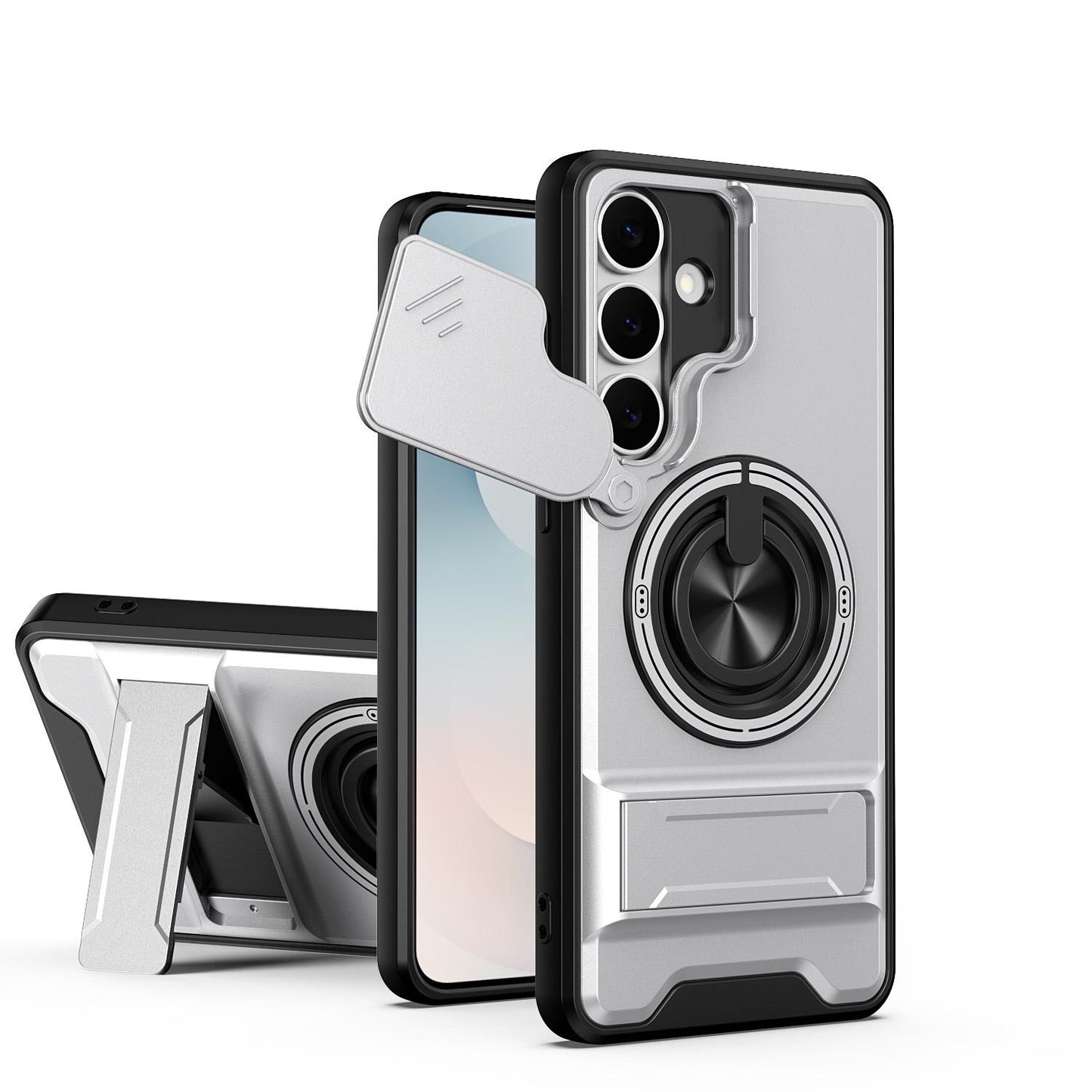 Samsung Galaxy S25 FE 5G Multifunctional Magnetic Shockproof Phone Case with Sliding Lens Window Stand Cover